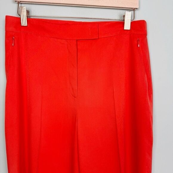 AKRIS | NEW Floretta Orange Wide Leg High Waist Silk Pants Women’s Size 8 - Picture 6 of 16